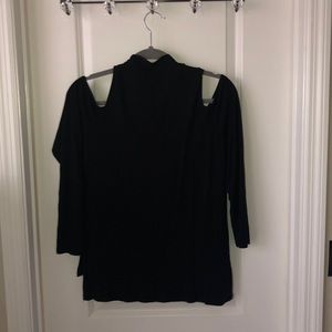 Black Off-The-Shoulder Long Sleeve Top